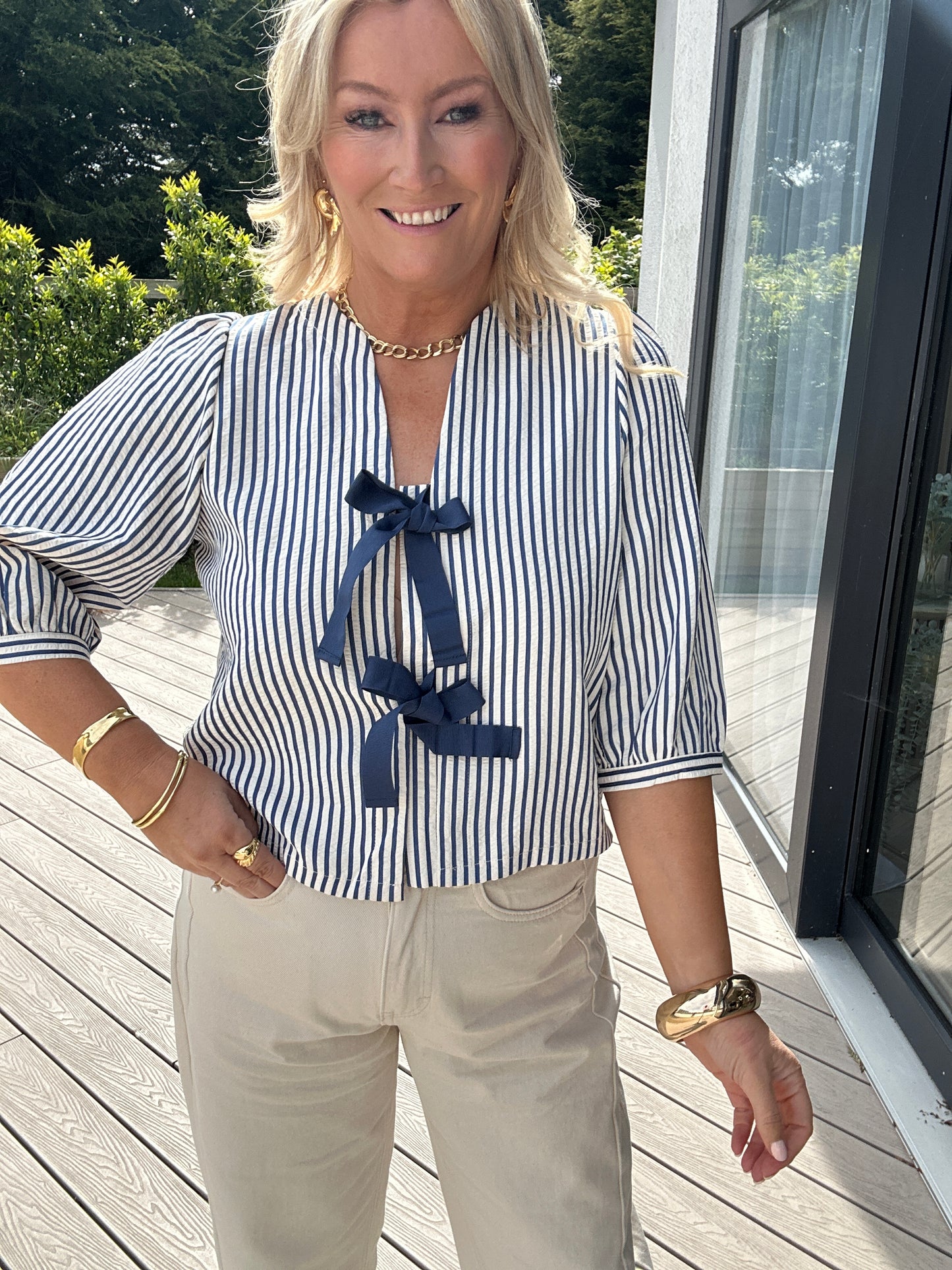 Calla Stripe Bow Top