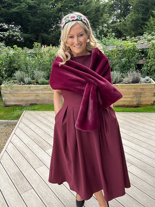 Faux Fur Stole Burgundy