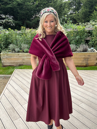 Faux Fur Stole Burgundy