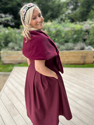 Faux Fur Stole Burgundy