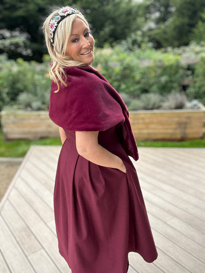 Faux Fur Stole Burgundy