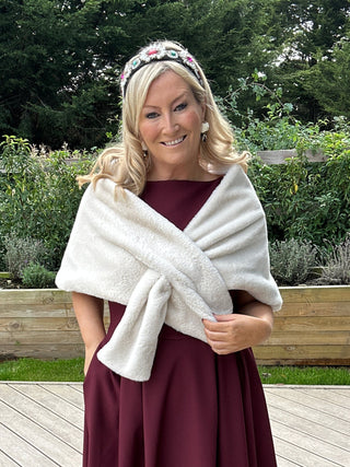 Faux Fur Stole Beige