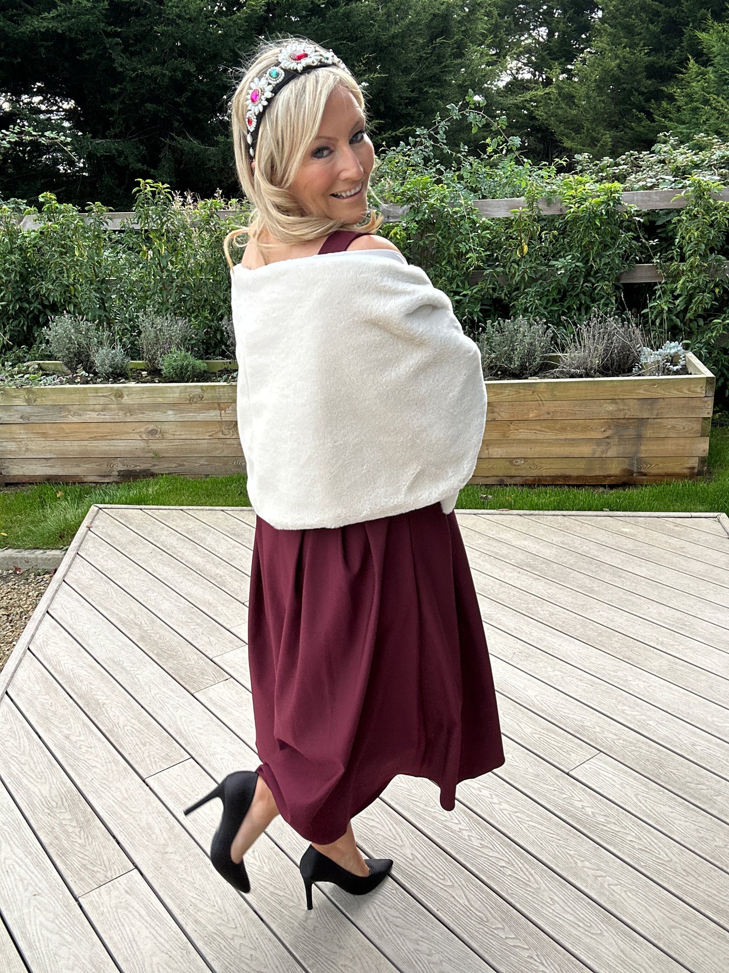 Faux Fur Stole Beige