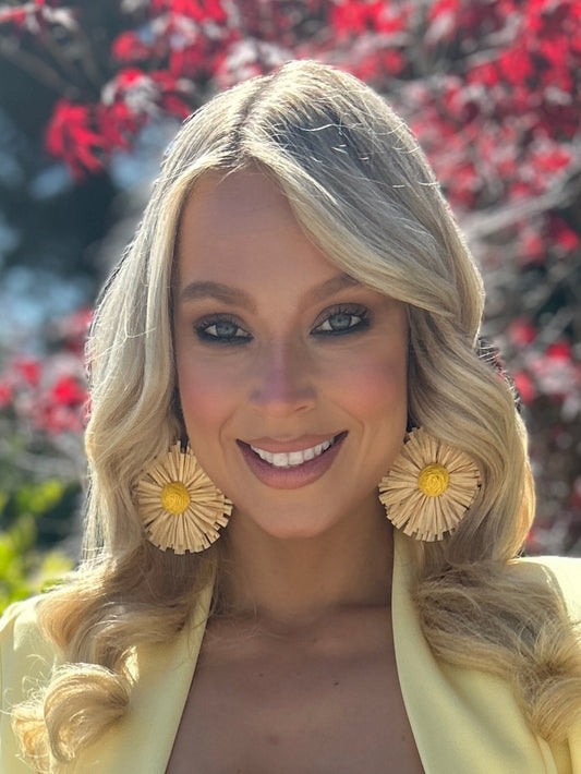 Sunflower Earrings Straw