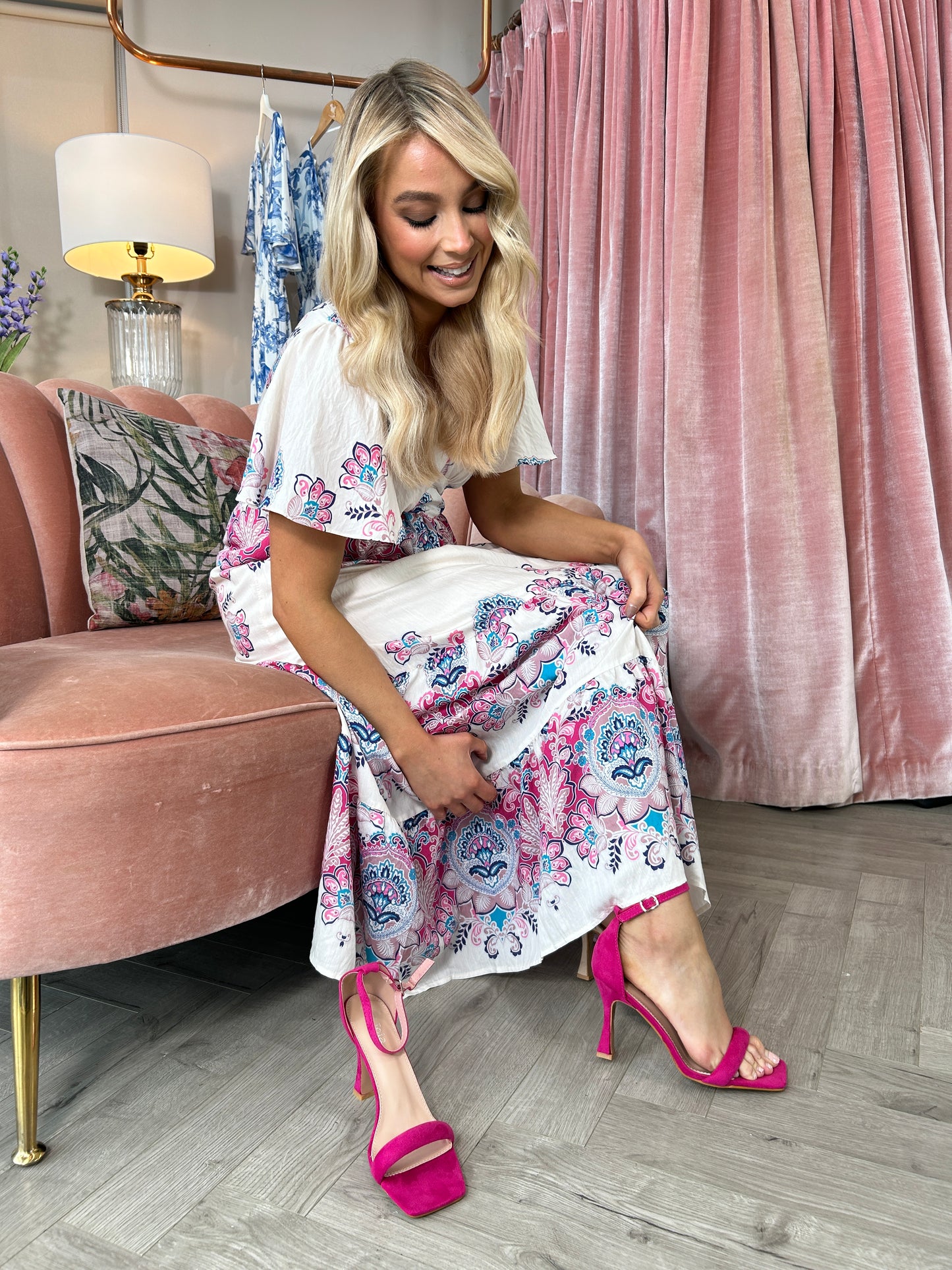 Niya Suede Block Heels Pink