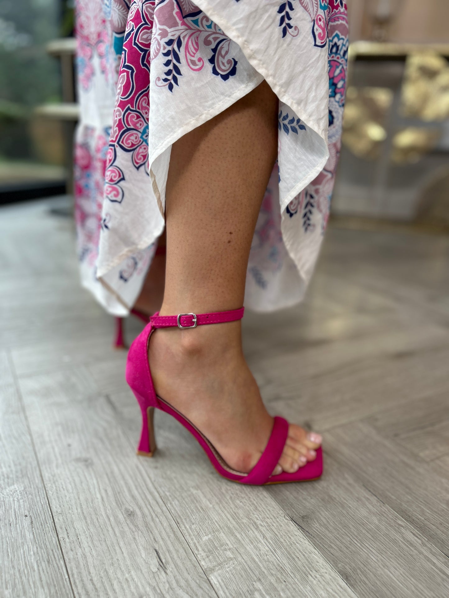 Niya Suede Block Heels Pink