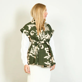 Jax Quilted Kimono In Olive