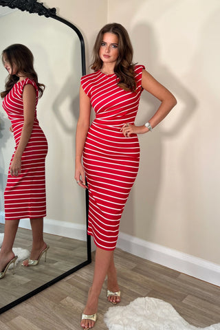 Pari Striped Dress Red