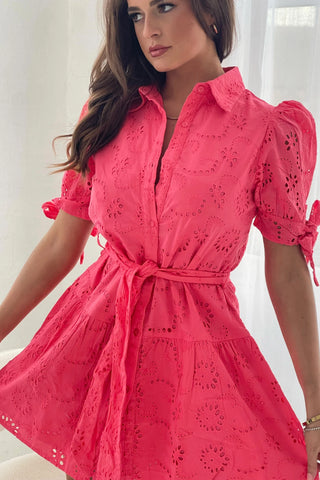 Victoria Broderie Dress Pink