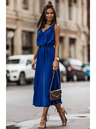 Giovanna Belted Dress In Blue