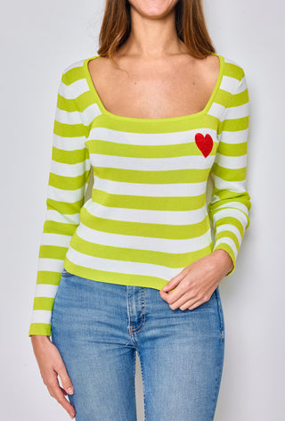 Theo Heart Knit Green