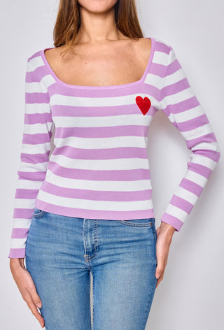 Theo Heart Knit Lilac