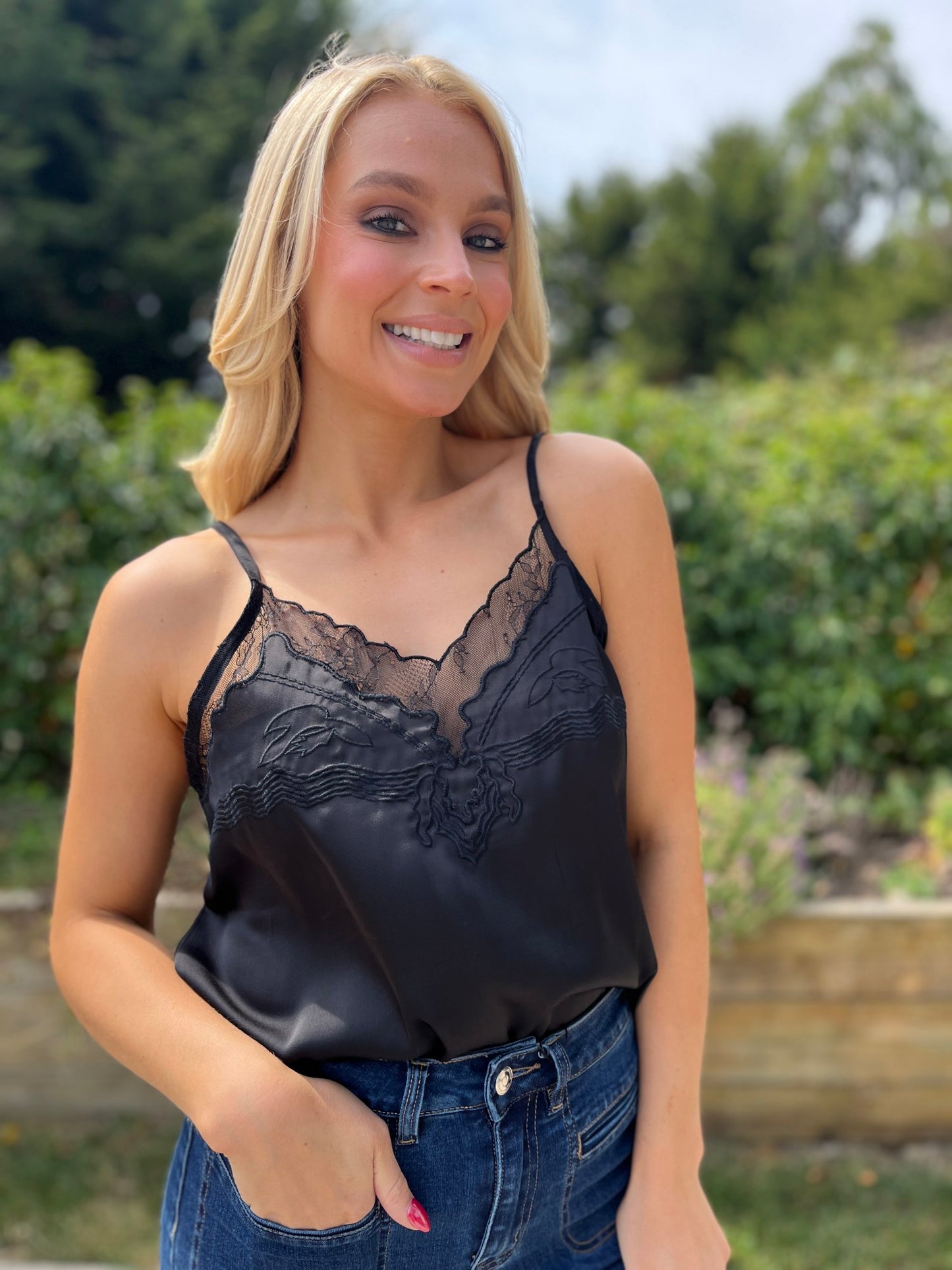 Lake Lace Cami Top Black - Image unknown