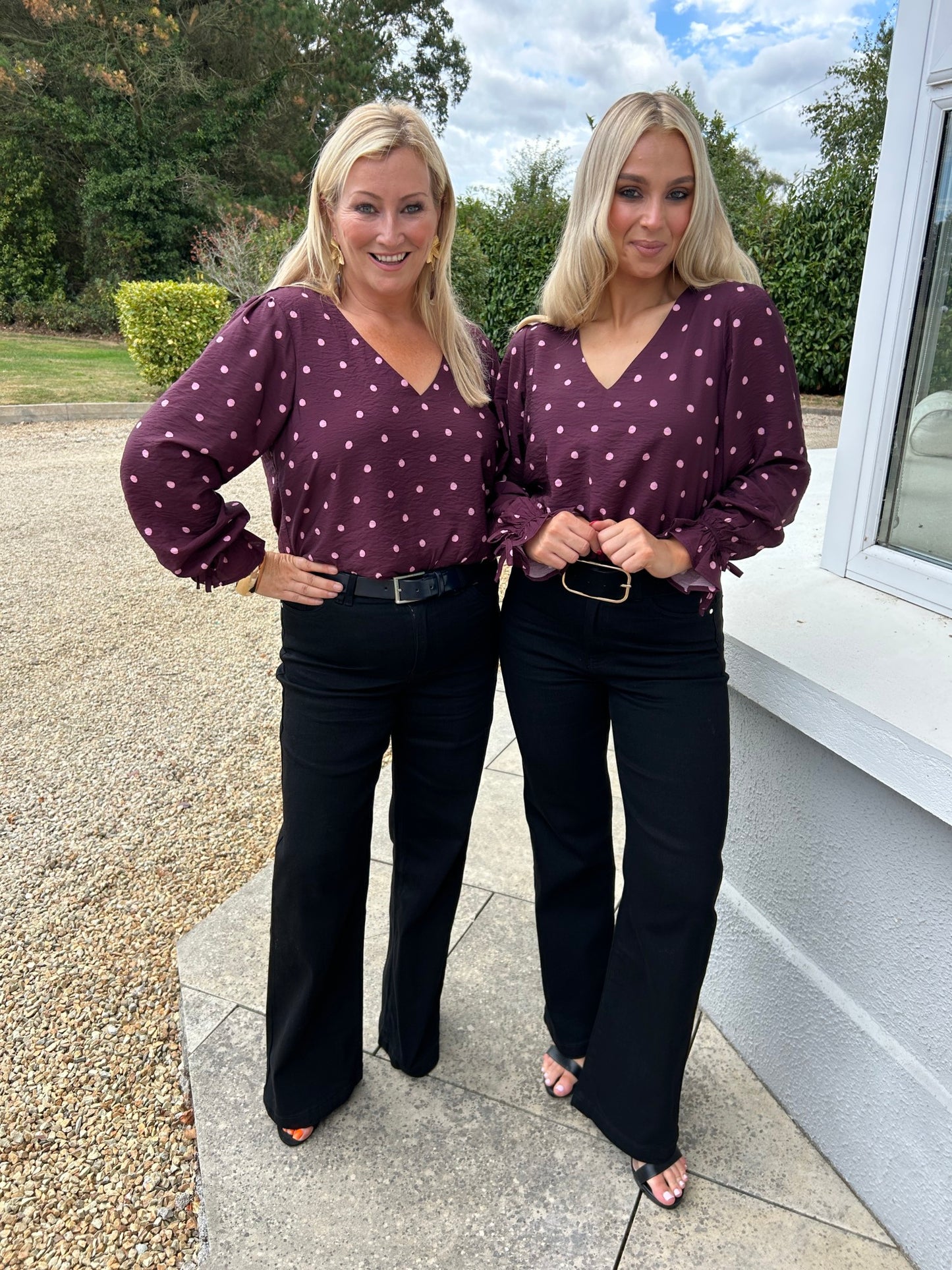 Sophia Top Burgundy Dot - Image 1