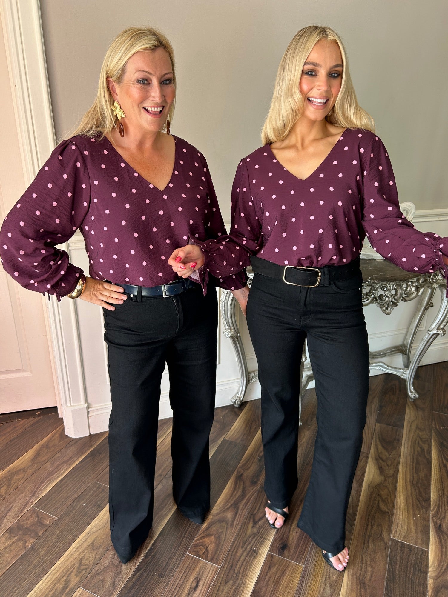 Sophia Top Burgundy Dot - Image 4