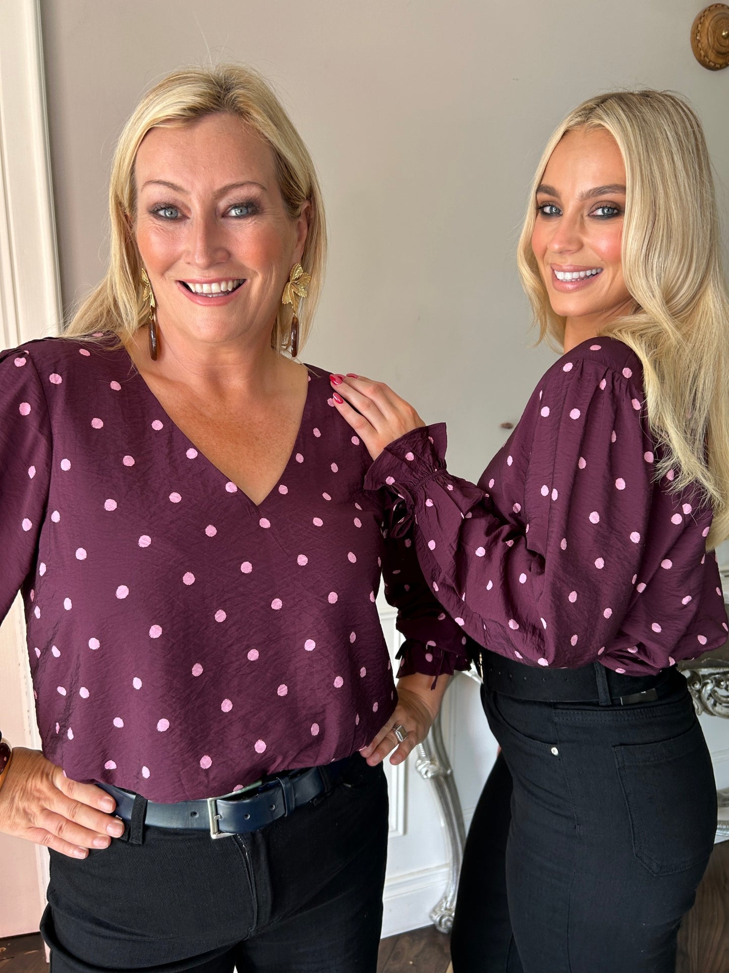 Sophia Top Burgundy Dot - Image 2