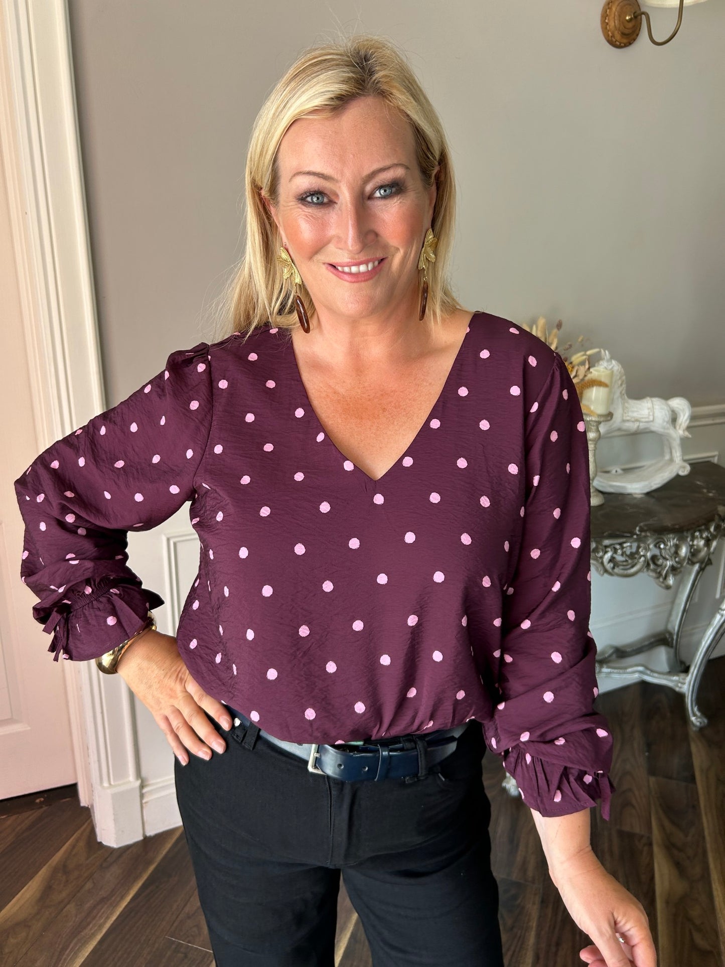 Sophia Top Burgundy Dot - Image 7