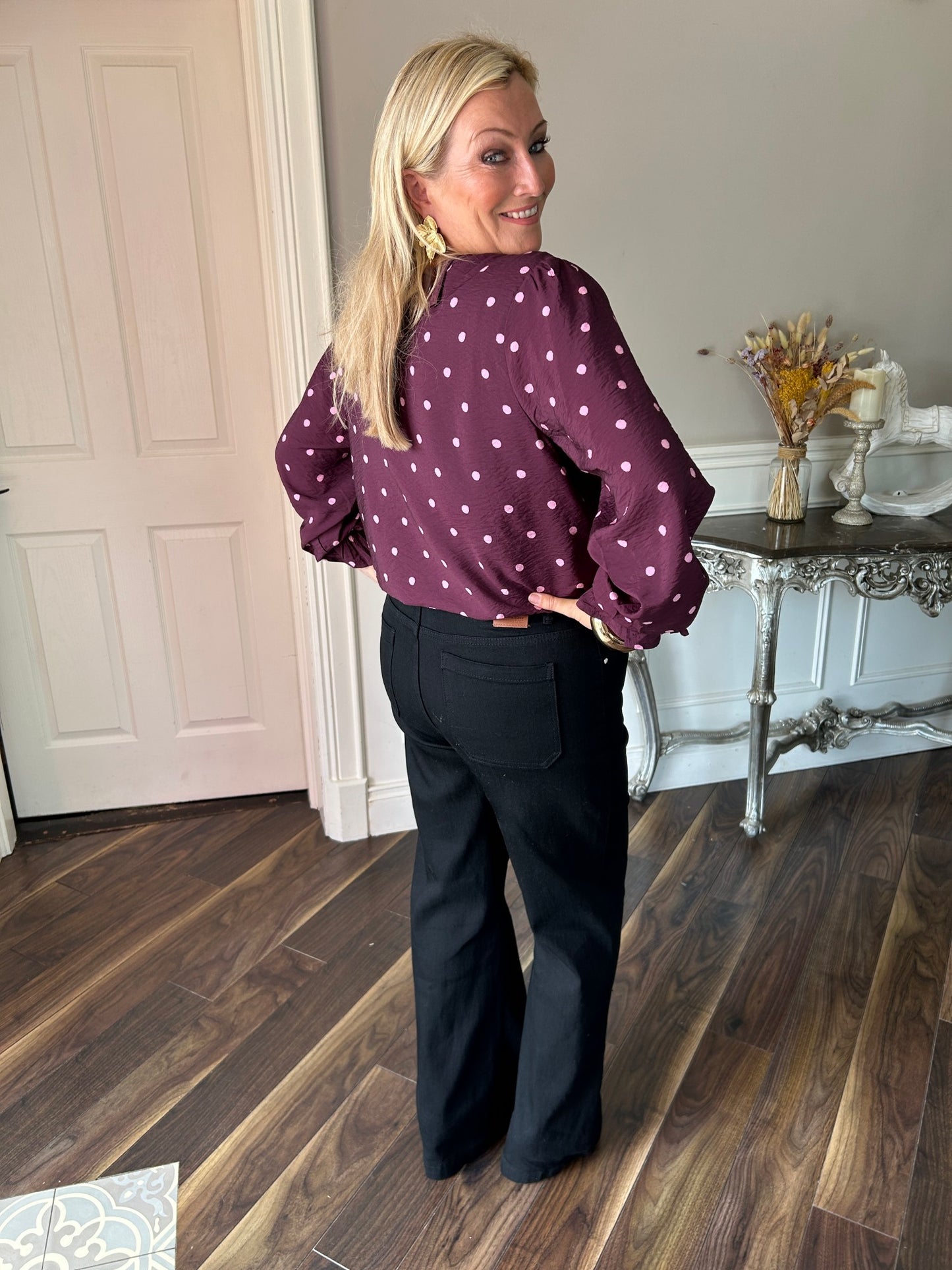 Sophia Top Burgundy Dot - Image 8