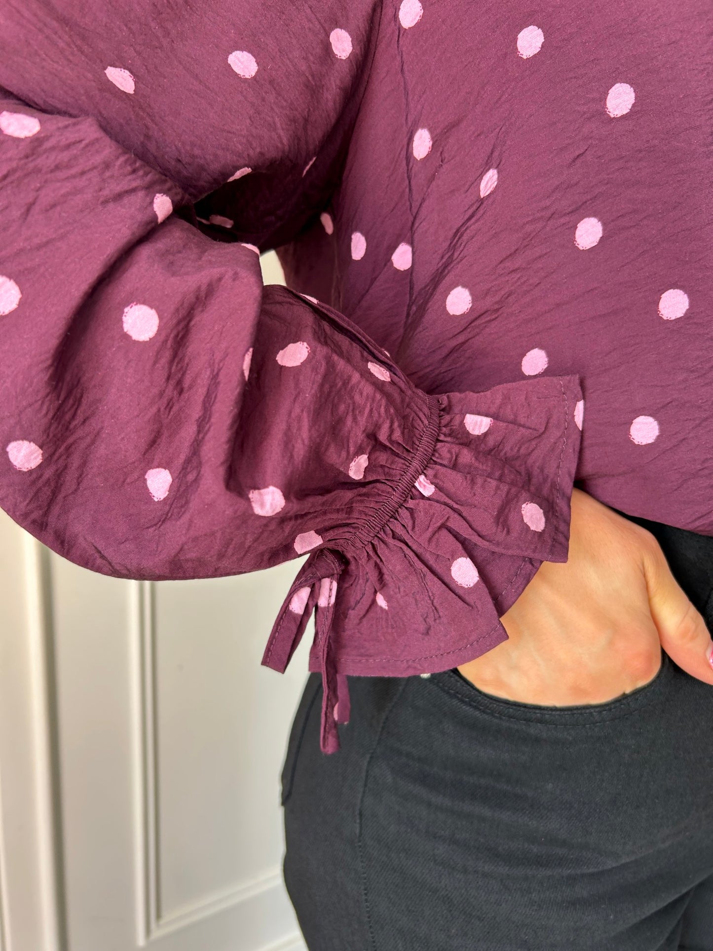 Sophia Top Burgundy Dot - Image 11