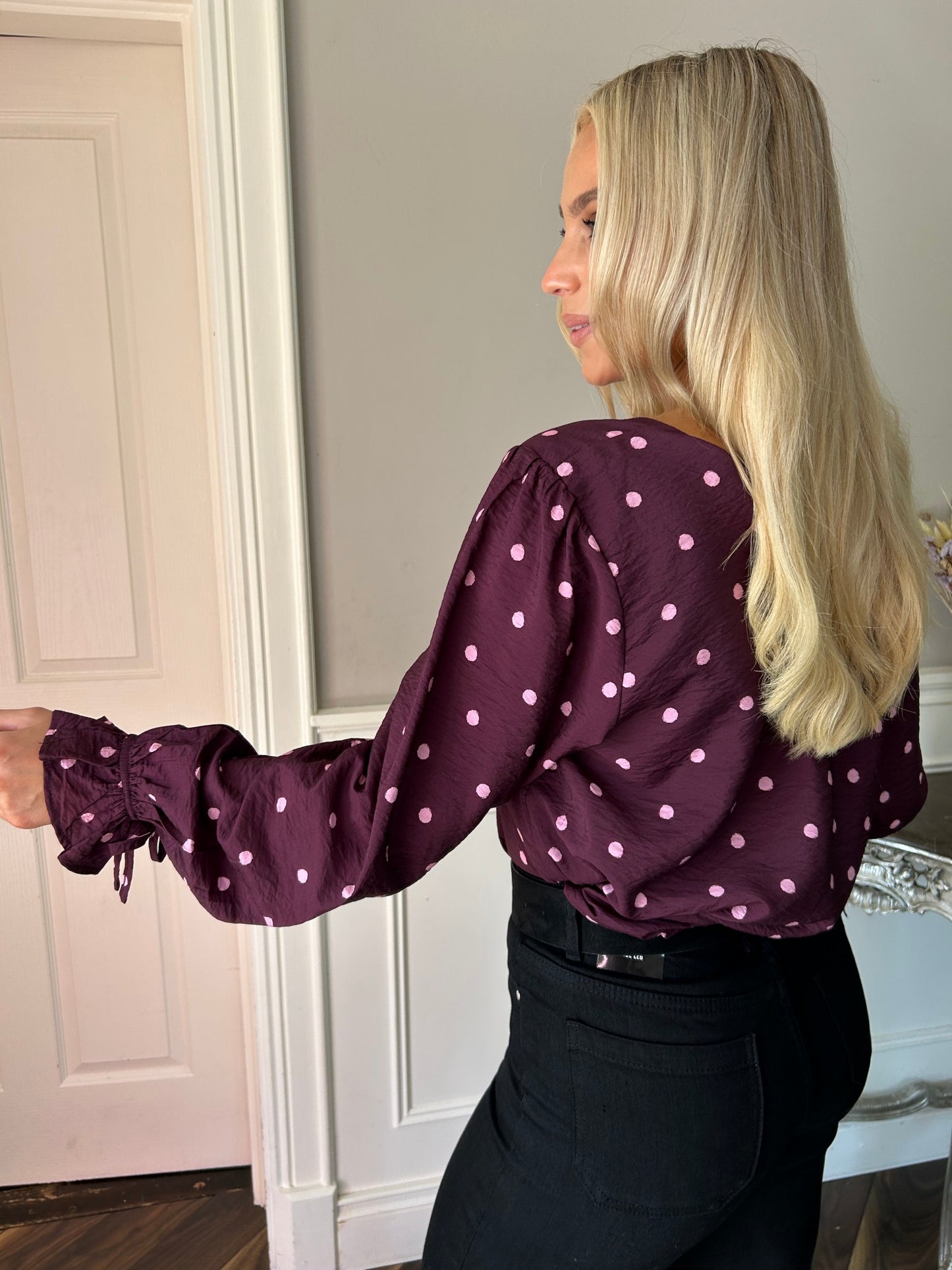 Sophia Top Burgundy Dot - Image 12