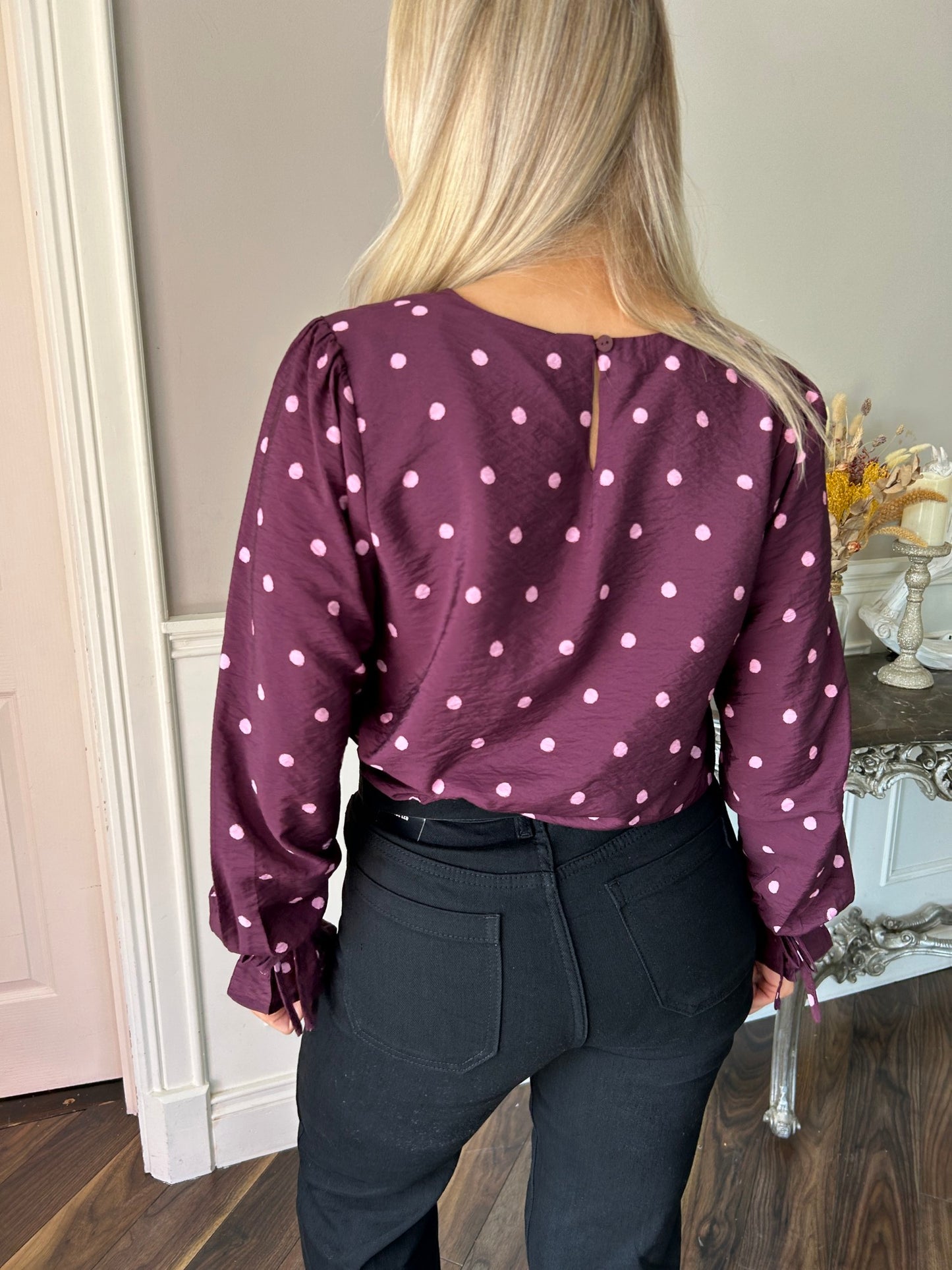 Sophia Top Burgundy Dot - Image 13