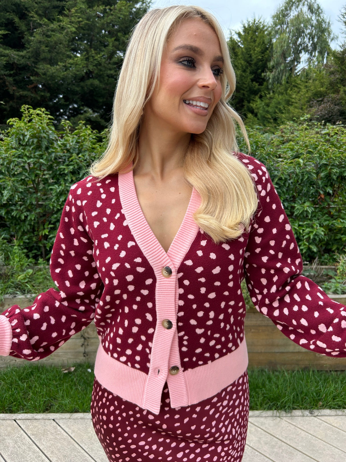 Deer Cardigan Burgundy - Image 4