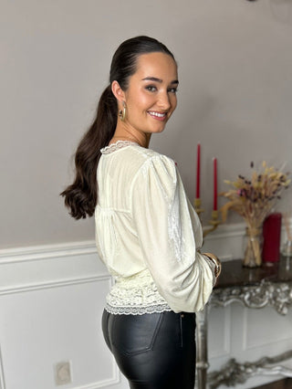 Zoey Velvet Top Antique Cream - Image 1