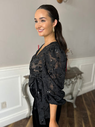 Charlotte Sheer Blouse Black - Image 2