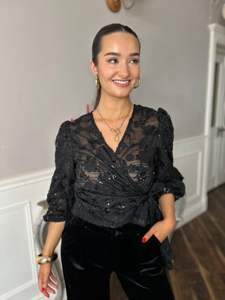 Charlotte Sheer Blouse Black - Image 3