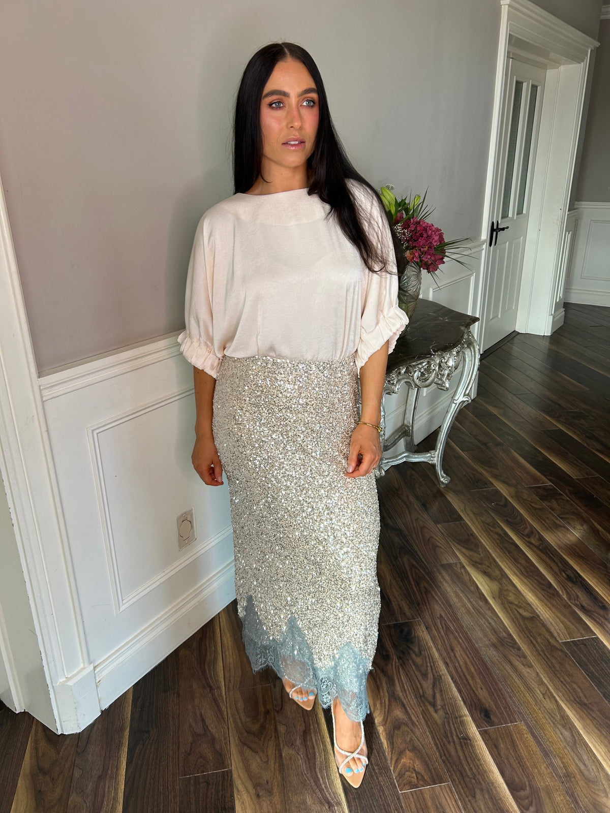 Silver Sequin Maeva Skirt - Image 7