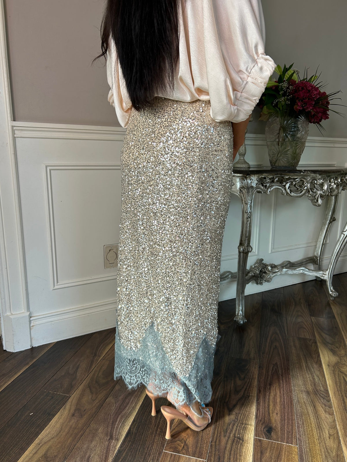 Silver Sequin Maeva Skirt - Image 2