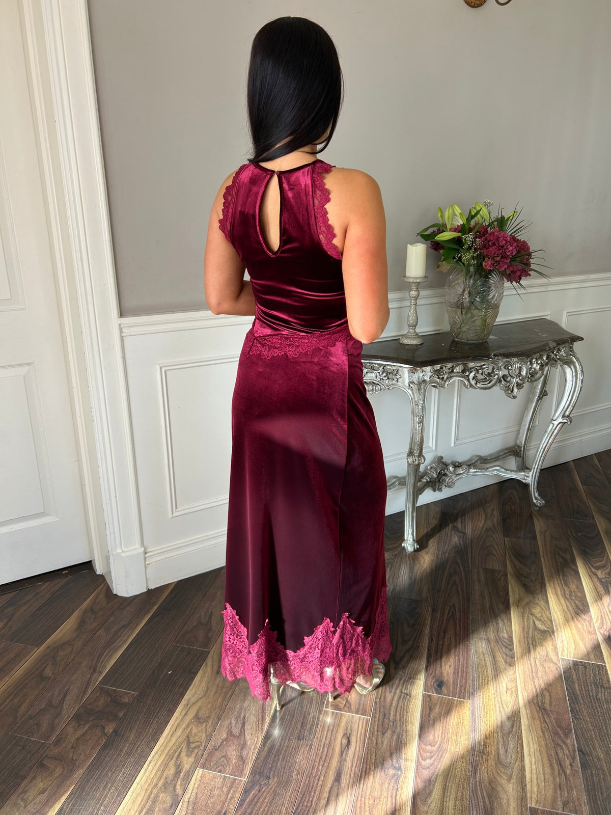 Burgundy Velvet Maeva Skirt - Image 3