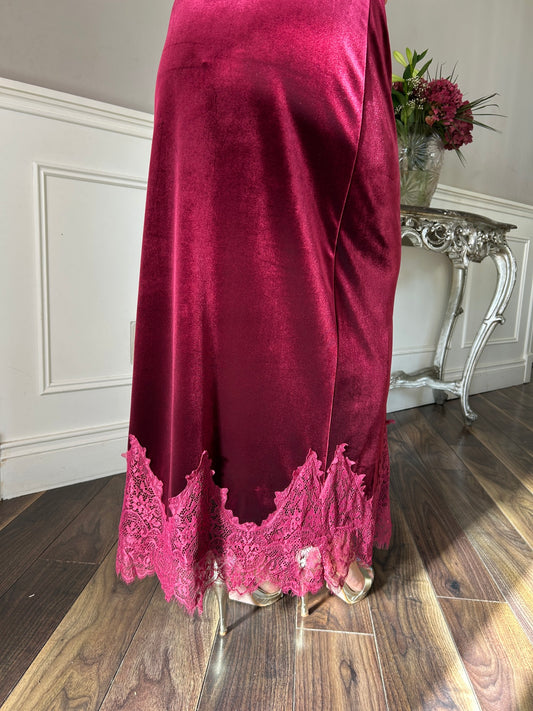 Burgundy Velvet Maeva Skirt - Image 1