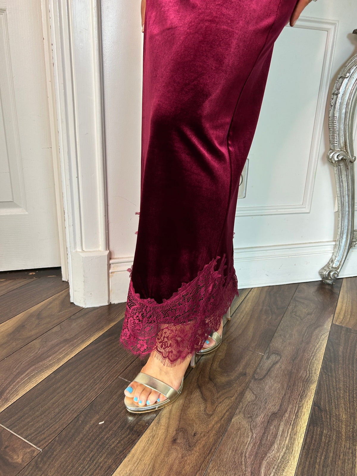 Burgundy Velvet Maeva Skirt - Image 2