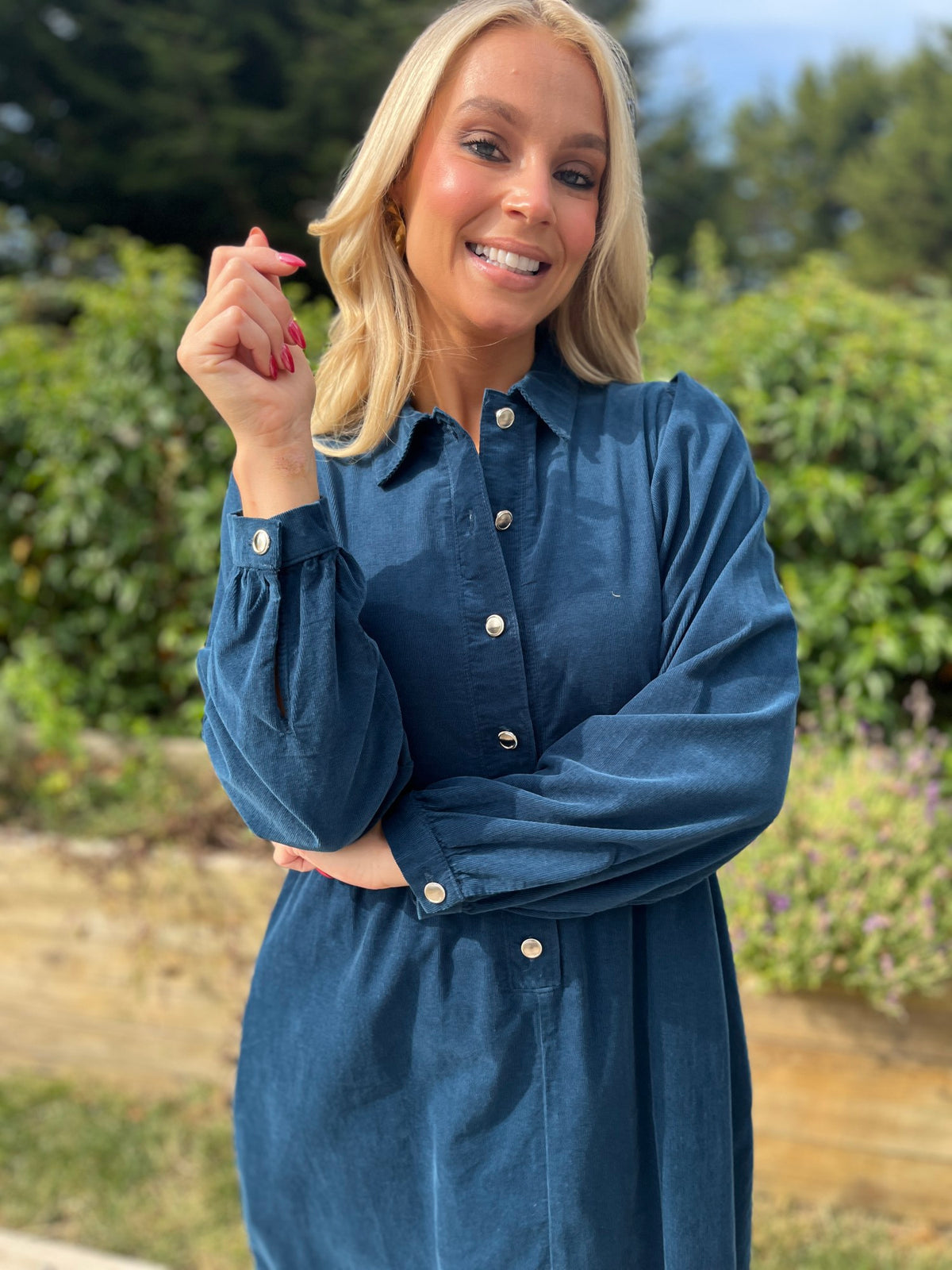 Hazel Shirt Dress Teal - Image 3