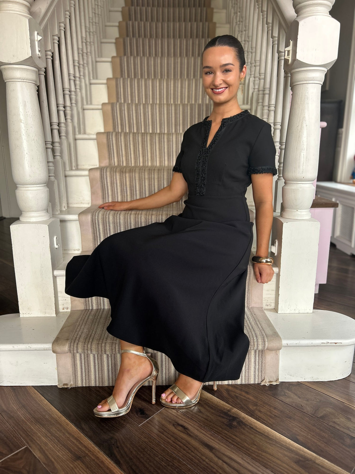 Natalia Bow Dress Black - Image 7