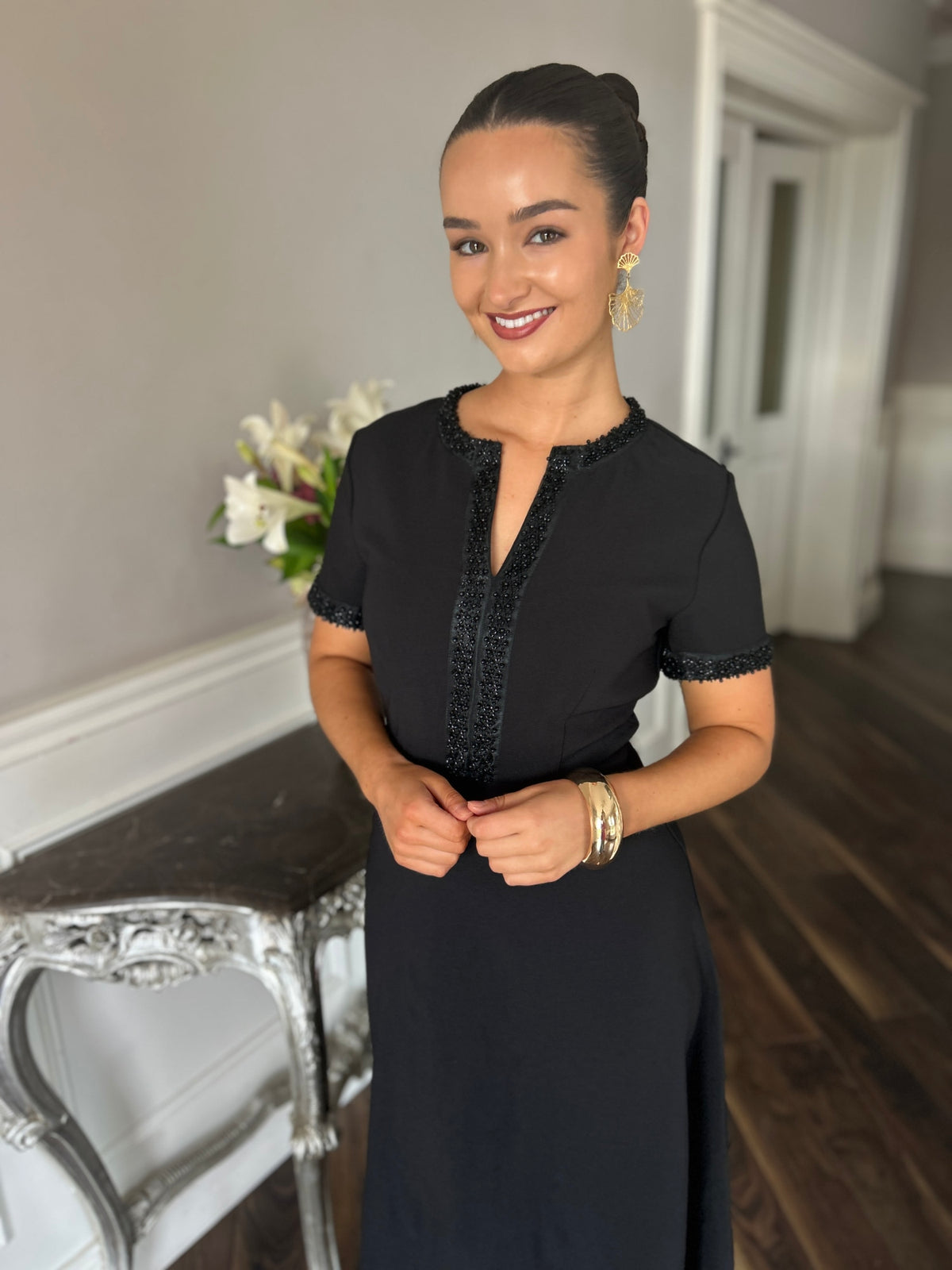 Natalia Bow Dress Black - Image 9