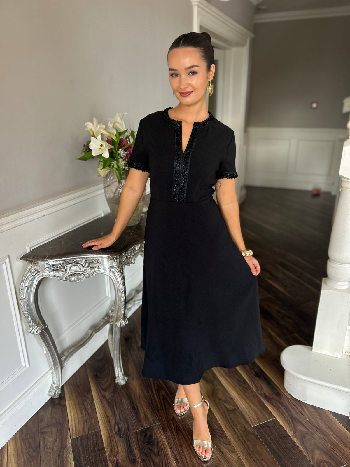 Natalia Bow Dress Black - Image 2