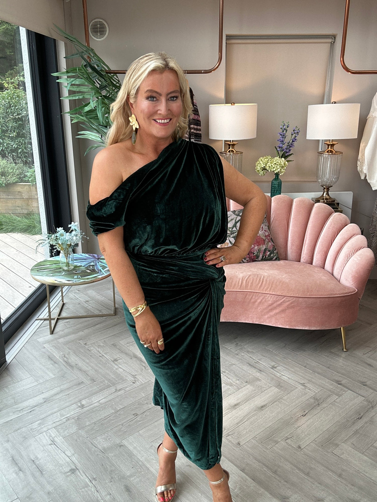 Erin Green Velvet Dress - Image 2