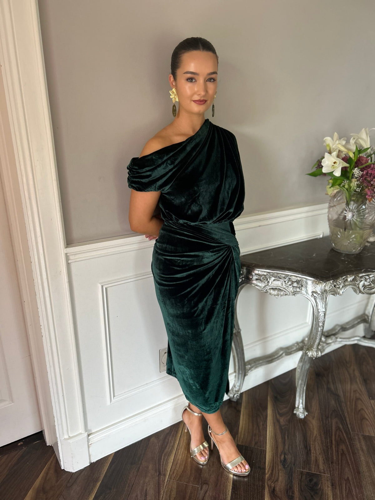 Erin Green Velvet Dress - Image 8