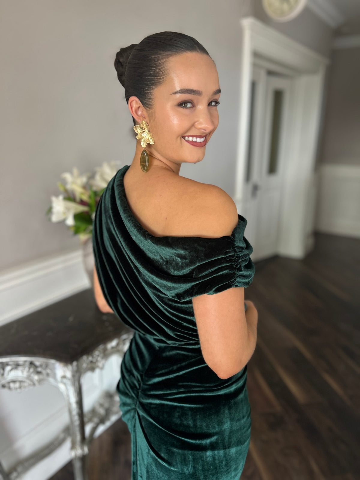 Erin Green Velvet Dress - Image 5
