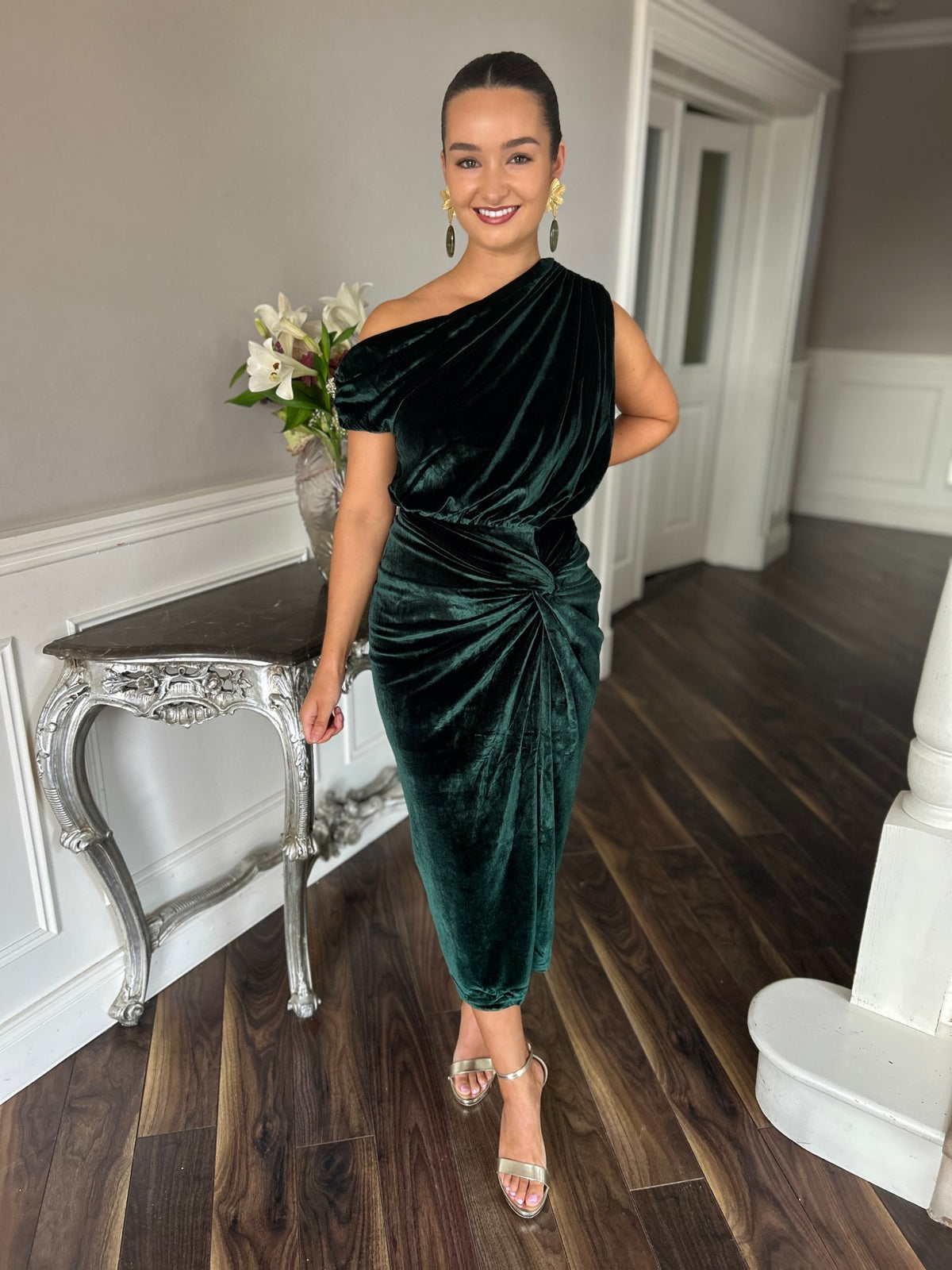 Erin Green Velvet Dress - Image unknown