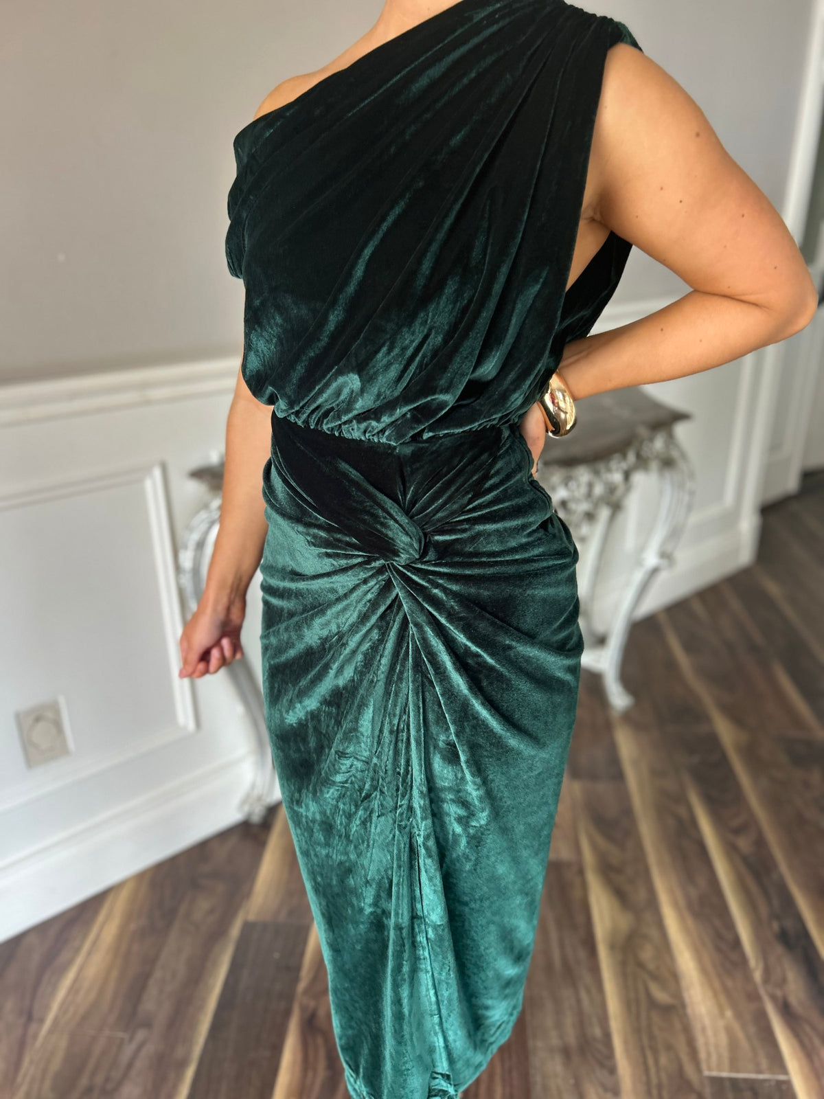 Erin Green Velvet Dress - Image 3