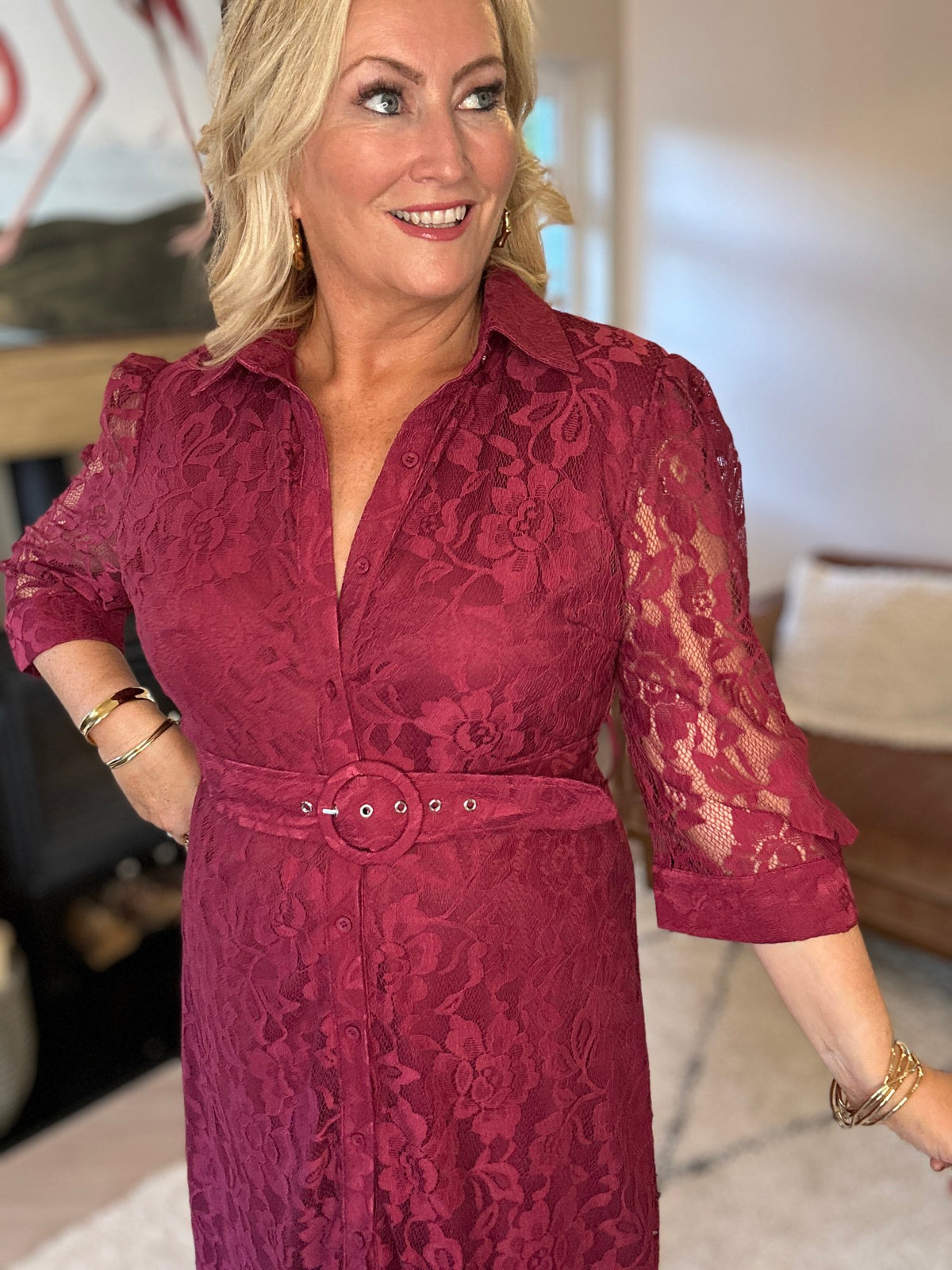 Tansy Burgundy Dress - Image 2