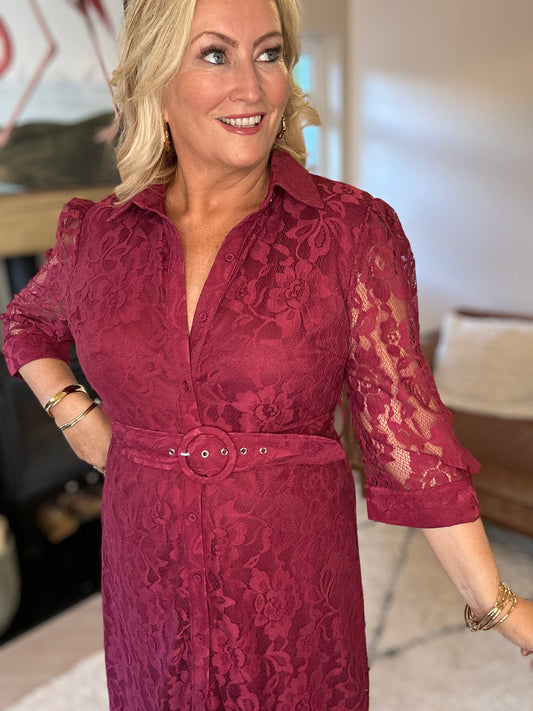 Tansy Burgundy Dress - Image 2