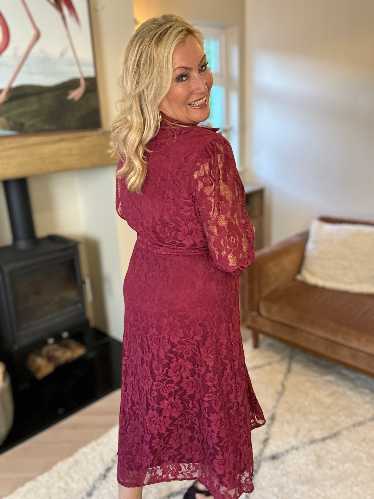 Tansy Burgundy Dress - Image 3