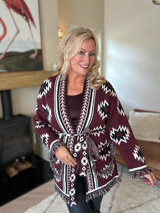 Harley Bordeaux Cardigan - Image unknown