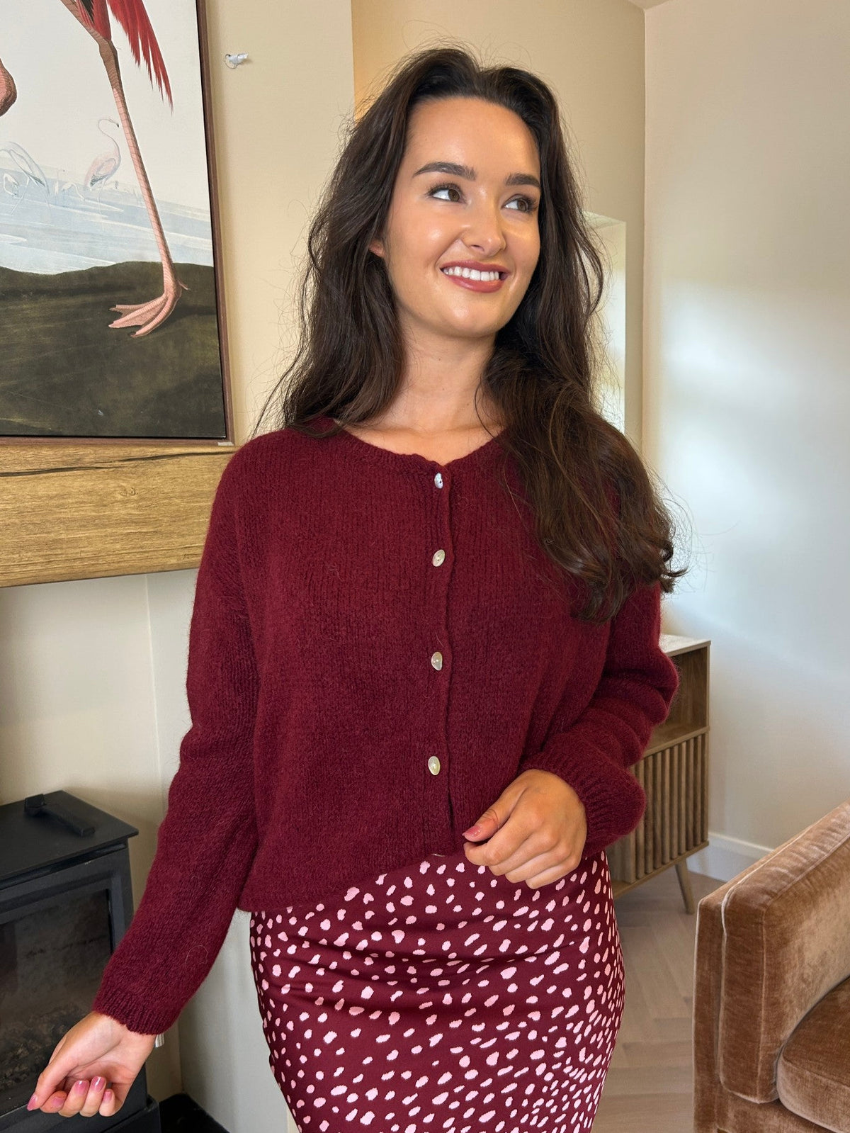 Freya Cardigan Burgundy - Image 7