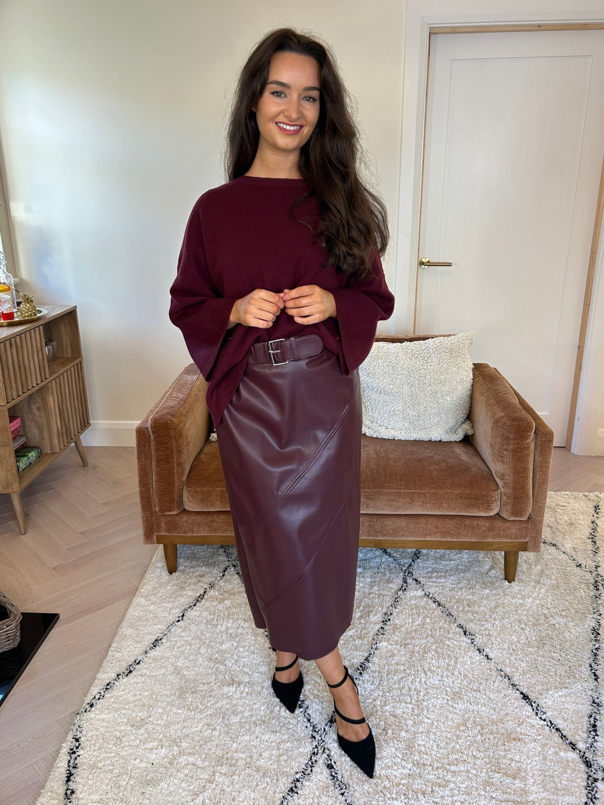 Blake Skirt & Sweater Burgundy - Image unknown
