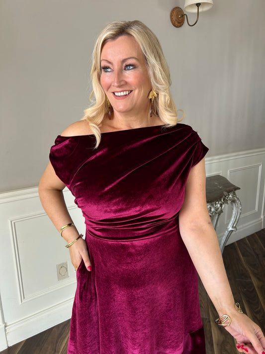 Felicity Dress Berry Velvet - Image 1